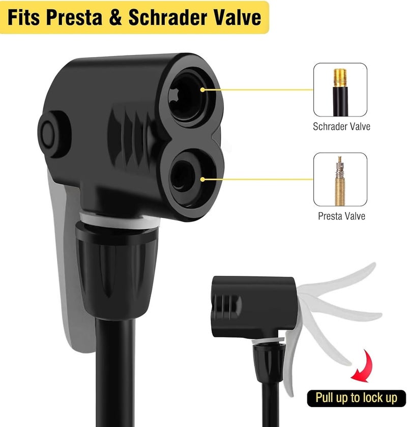WEIDMAX Bike Pump Portable, Bike Tire Inflator, Bicycle Hand Air Pump with Presta and Schrader, Ball Pump Inflator Bicycle Floor Pump Suitable for Baby Stroller Tires, Balls, Road and Mountain Bikes - Image 4